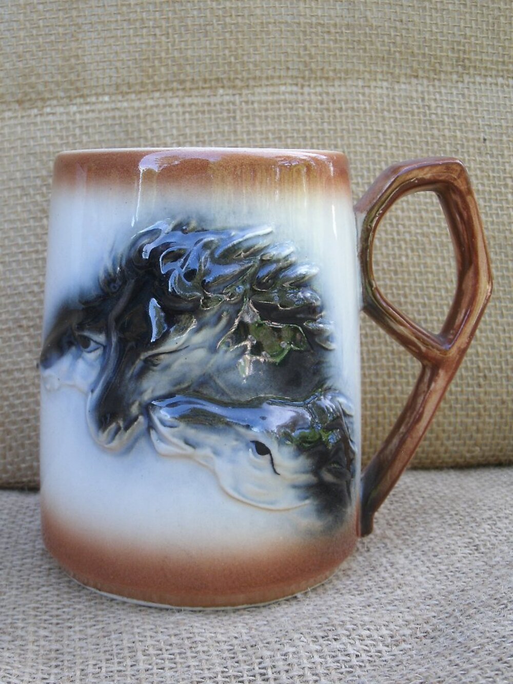 Vintage Stoneware Horse Head Stein Mug